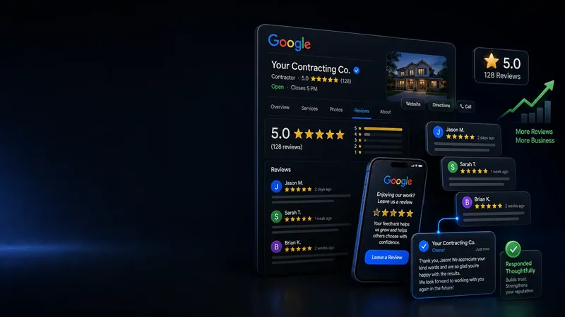 Illustration of Google customer reviews and star ratings on desktop and mobile screens.