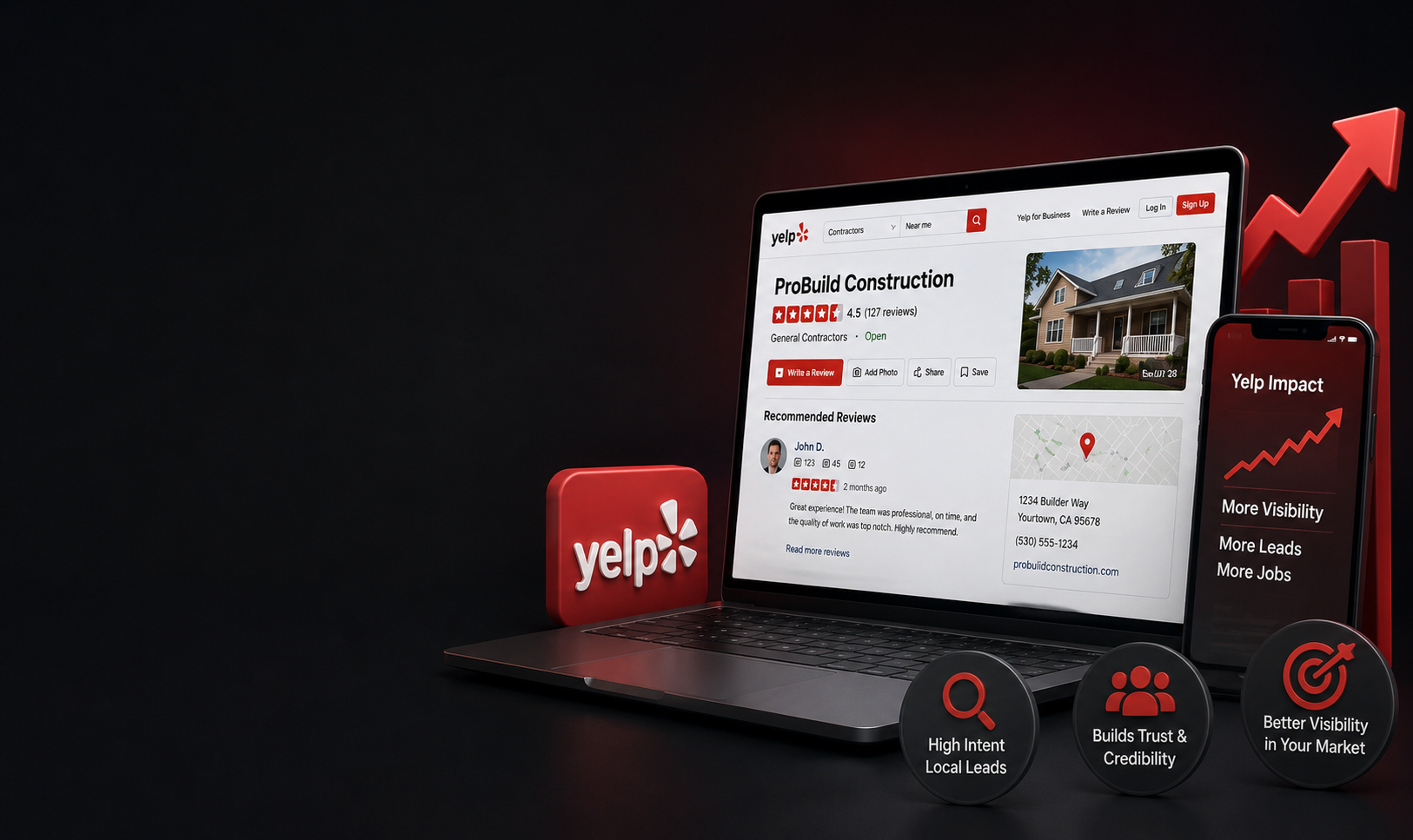 Review platform listings weighed against a contractor's own website